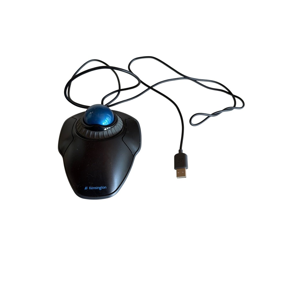 Kensington Orbit Trackball Mouse Black Blue M01047 K72337 Wired USB Scroll Ring